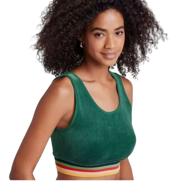 Wild Fable Dark Green Velour Cropped Tank XXL - Picture 1 of 4